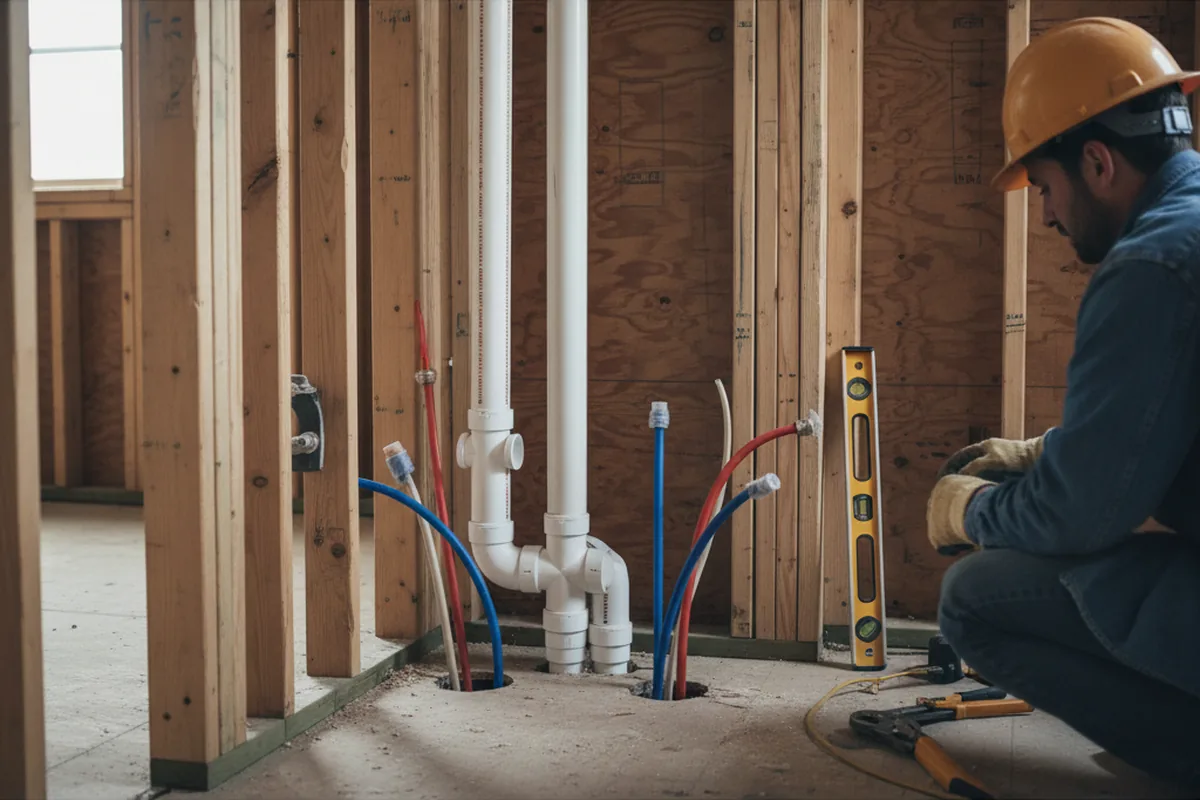 Drain and supply rough-in during Sump Pump Repair in Fruithurst