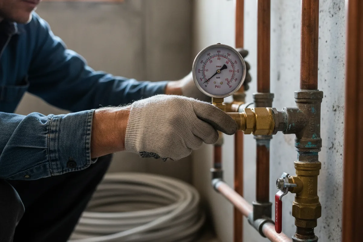 Pressure testing a repaired line during Water Line Repair in Fruithurst